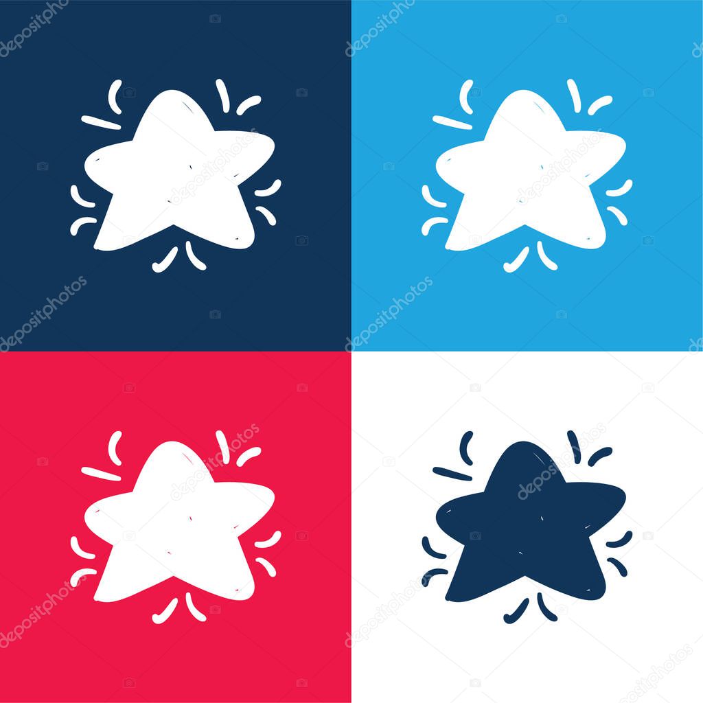 Big Star Doodle blue and red four color minimal icon set
