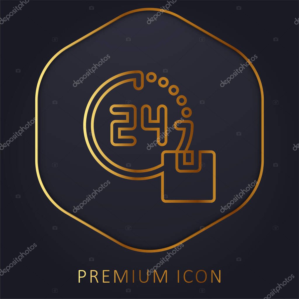 24 Hours Delivery golden line premium logo or icon