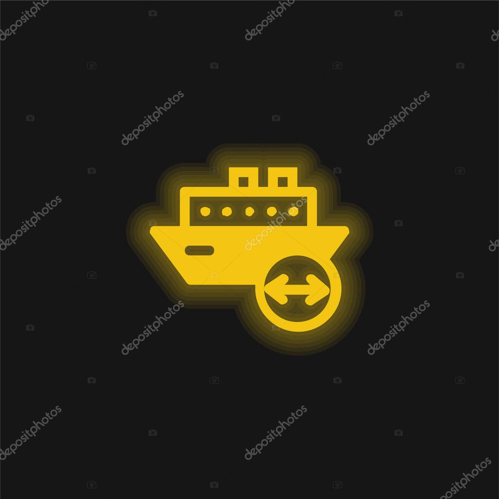 Boat Length yellow glowing neon icon