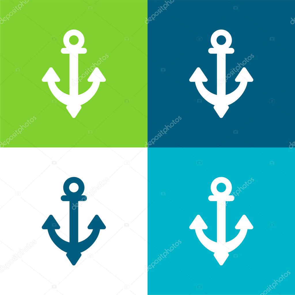 Anchor Flat four color minimal icon set