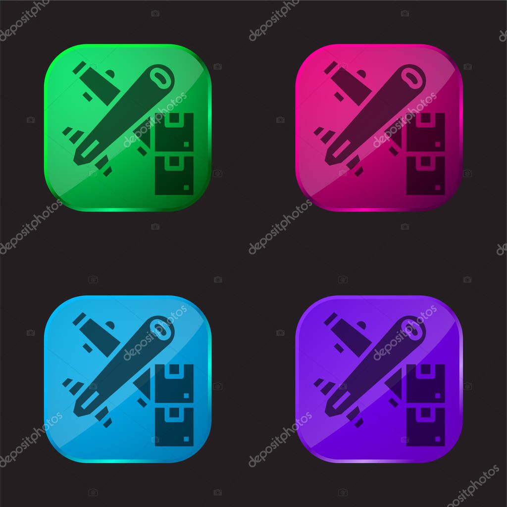 Air Freight four color glass button icon