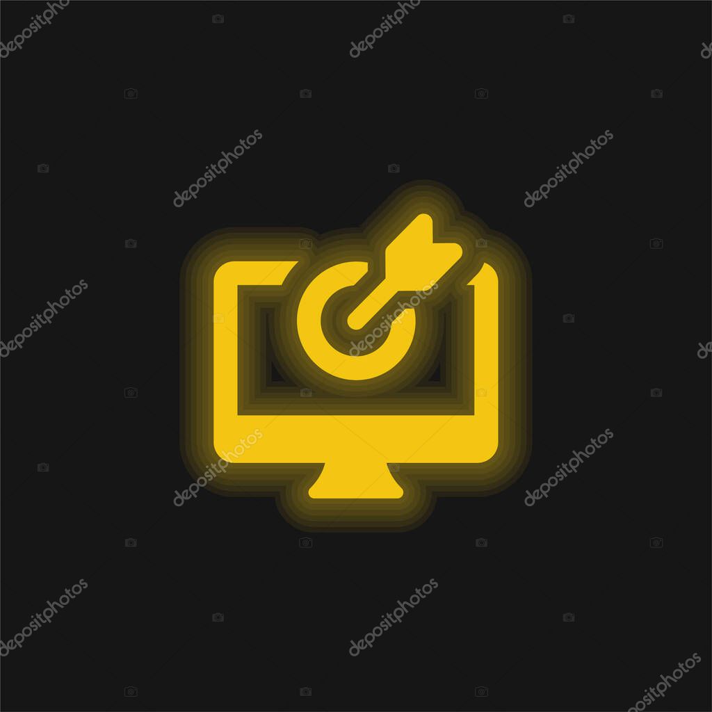 Arrow yellow glowing neon icon