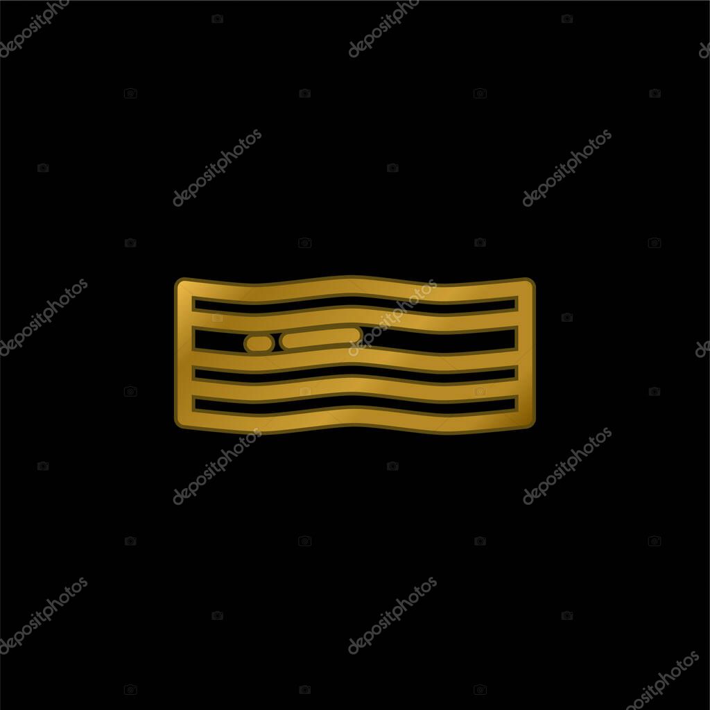 Bacon gold plated metalic icon or logo vector