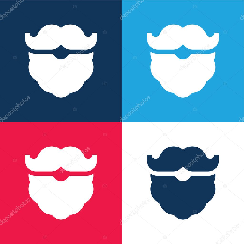Beard blue and red four color minimal icon set