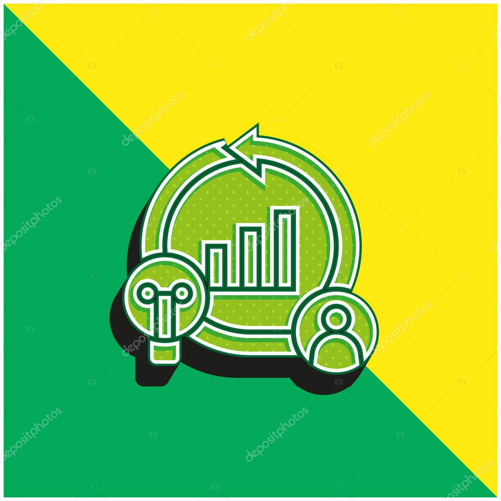 Agile Green and yellow modern 3d vector icon logo