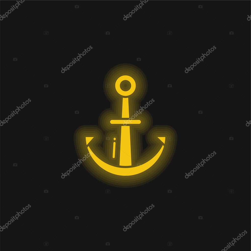 Anchor yellow glowing neon icon