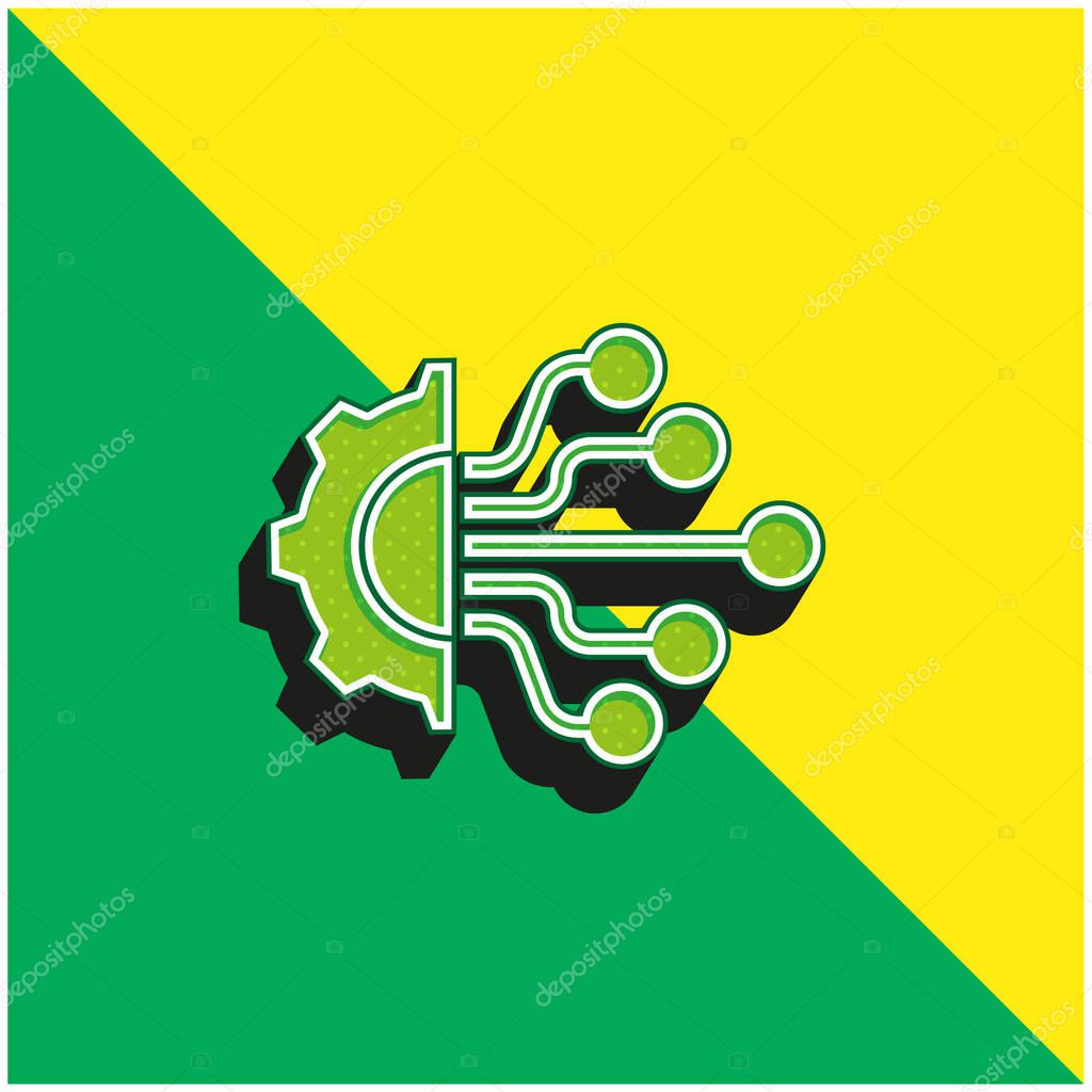 Artificial Intelligence Green and yellow modern 3d vector icon logo