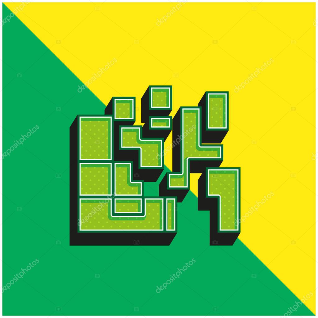 Artistic Squares Green and yellow modern 3d vector icon logo