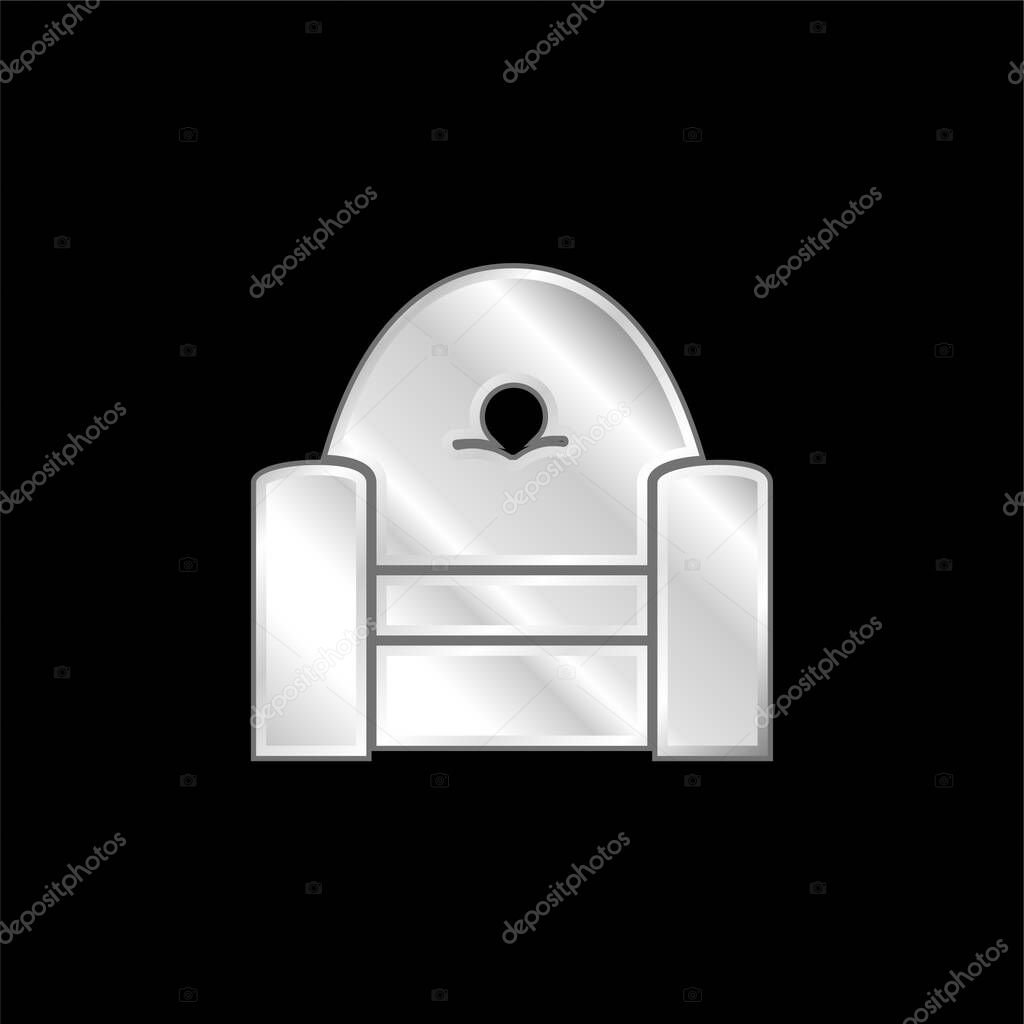 Armchair Frontal silver plated metallic icon