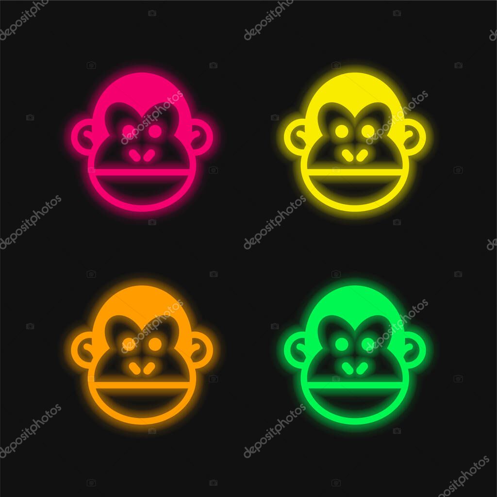 Animal four color glowing neon vector icon