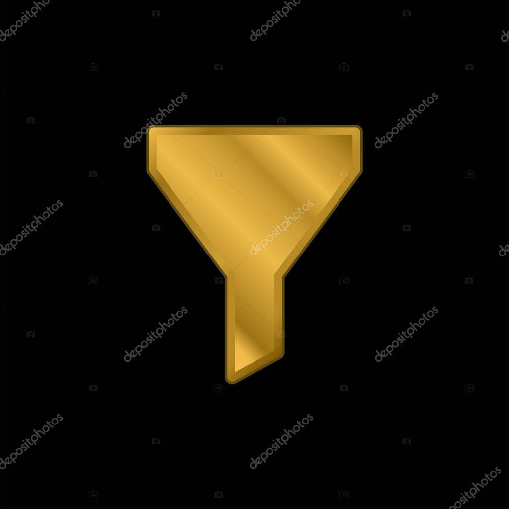 Big Funnel gold plated metalic icon or logo vector