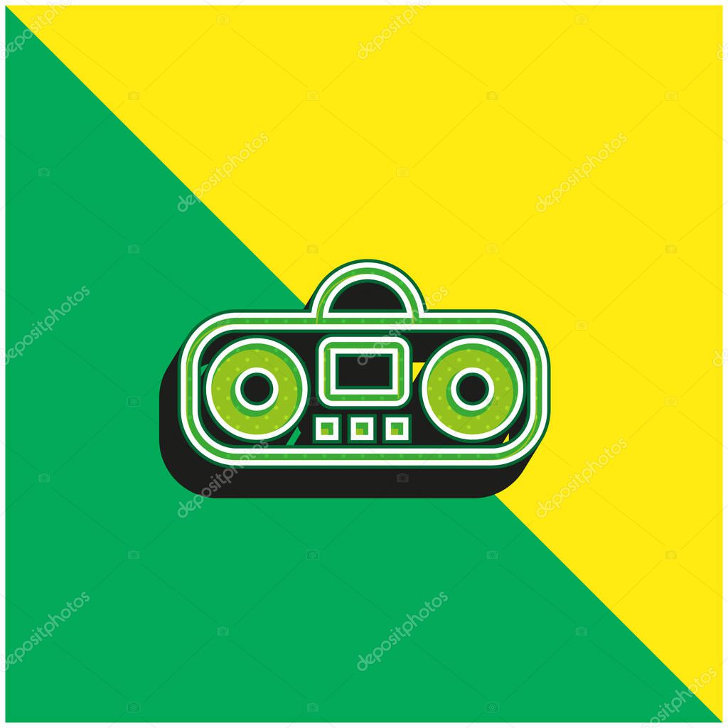 Boombox Cartoon Variant Green and yellow modern 3d vector icon logo
