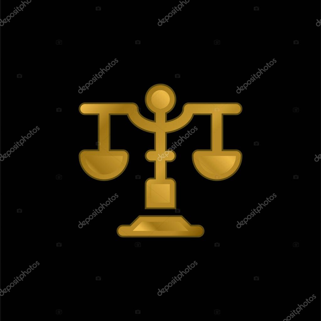 Balance gold plated metalic icon or logo vector