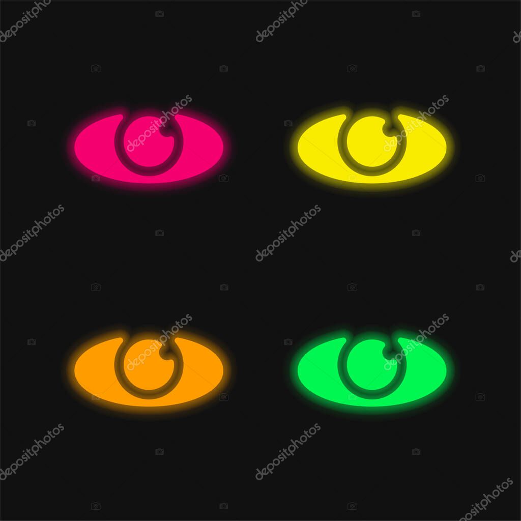 Big Eye four color glowing neon vector icon