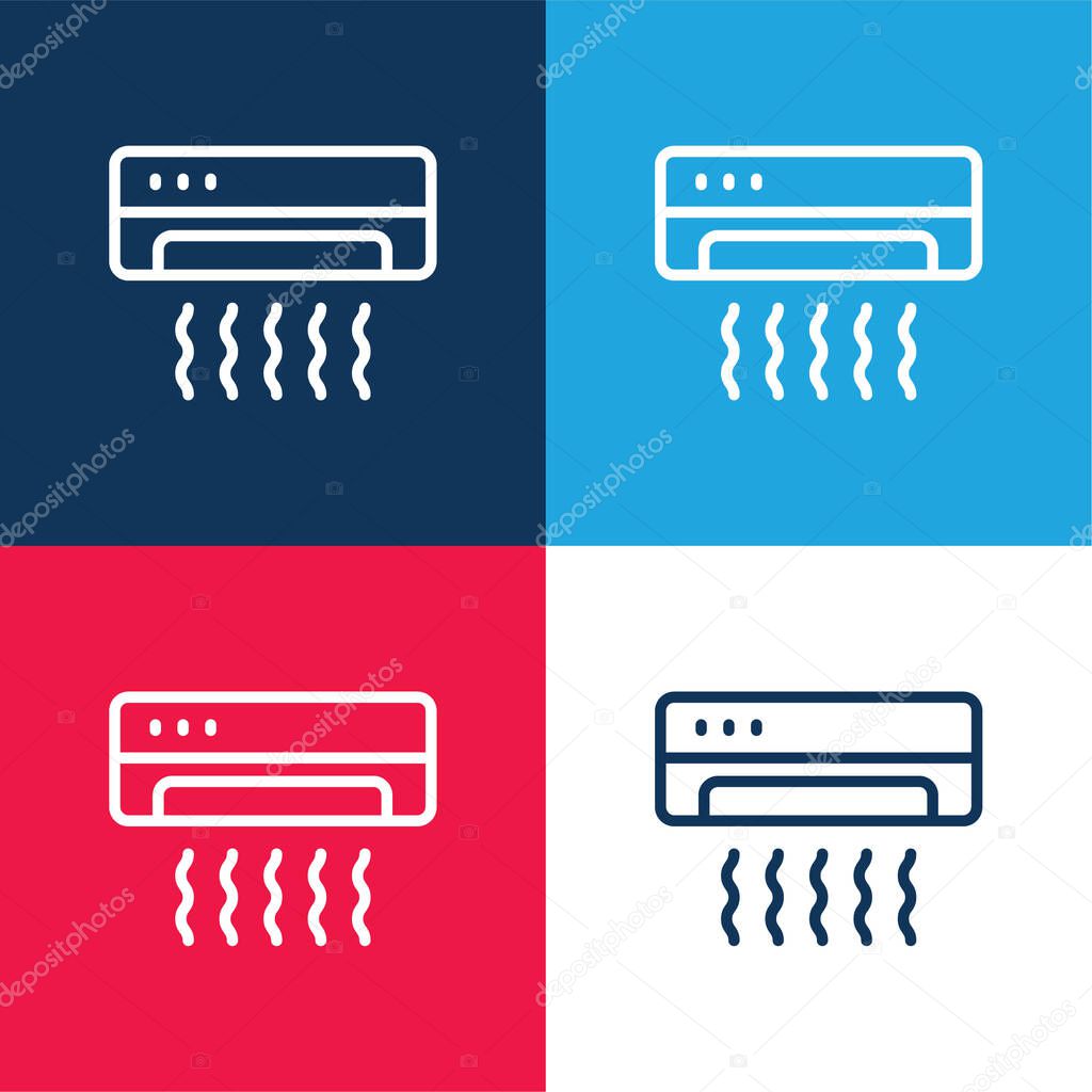 Air Conditioner blue and red four color minimal icon set