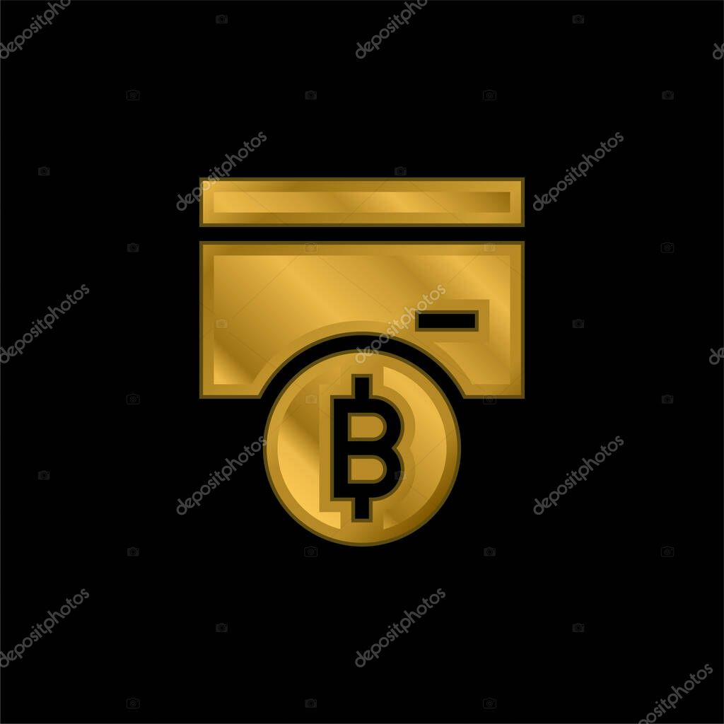 Bitcoin gold plated metalic icon or logo vector