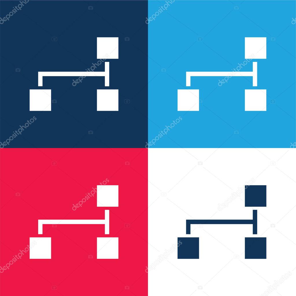 Block Scheme Of Three Black Squares blue and red four color minimal icon set