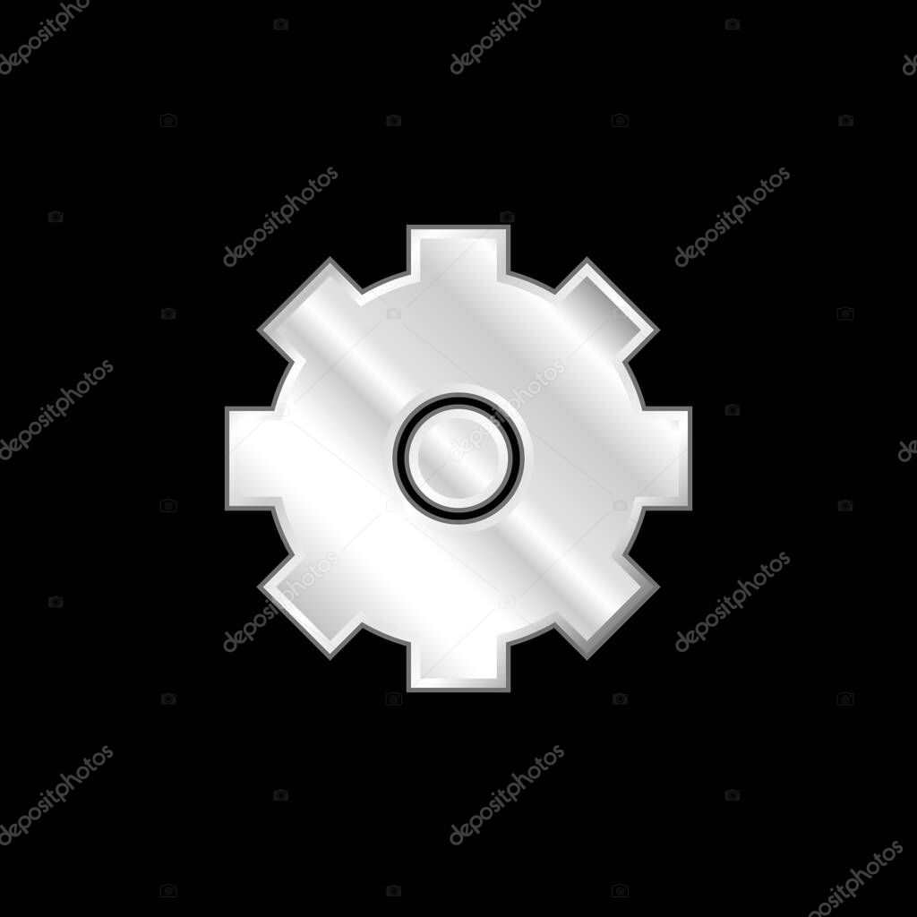 Big Cogwheel silver plated metallic icon