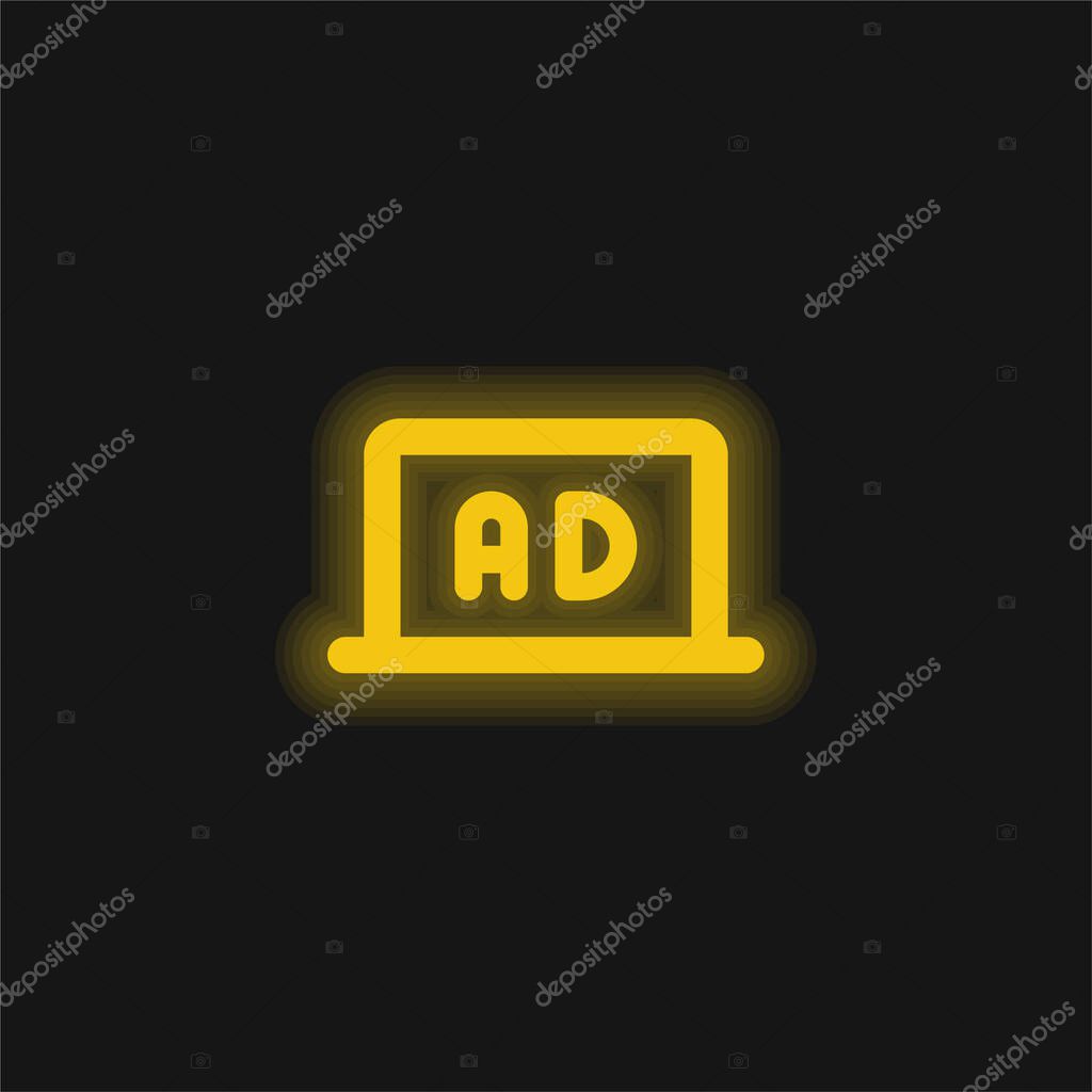 Ads yellow glowing neon icon
