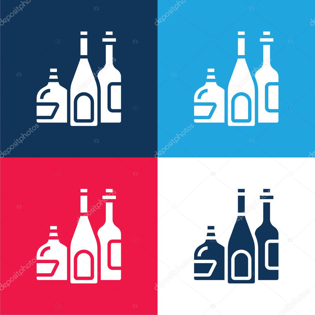 Alcoholic Drink blue and red four color minimal icon set