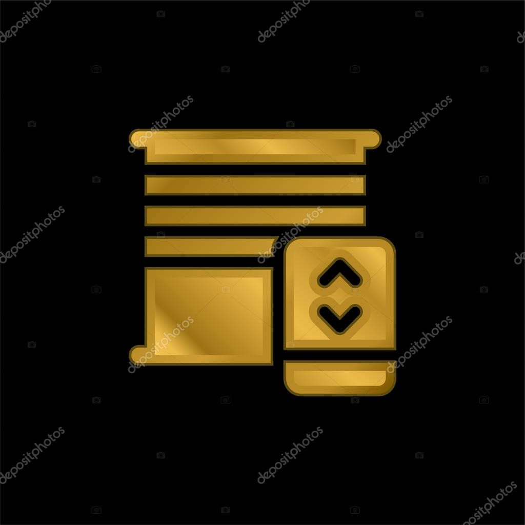 Blinds gold plated metalic icon or logo vector