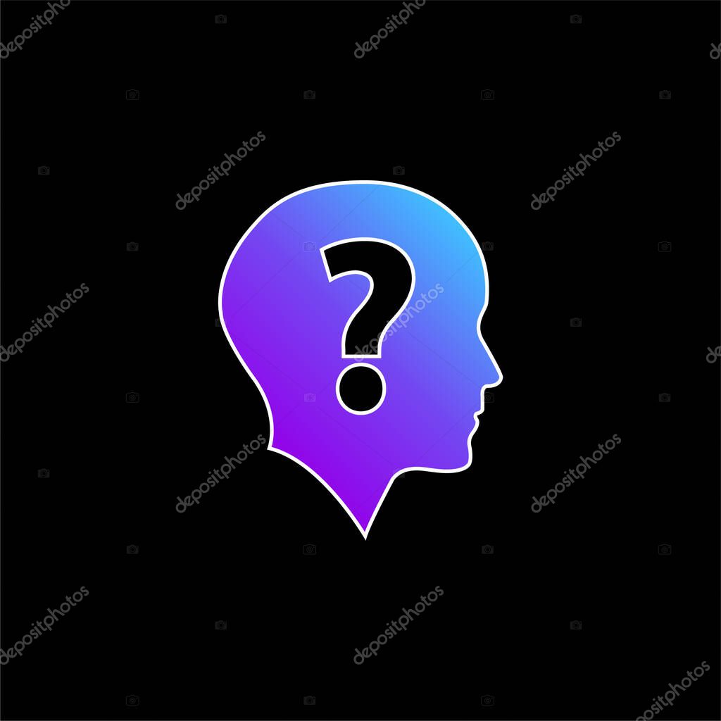 Bald Head With Question Mark blue gradient vector icon