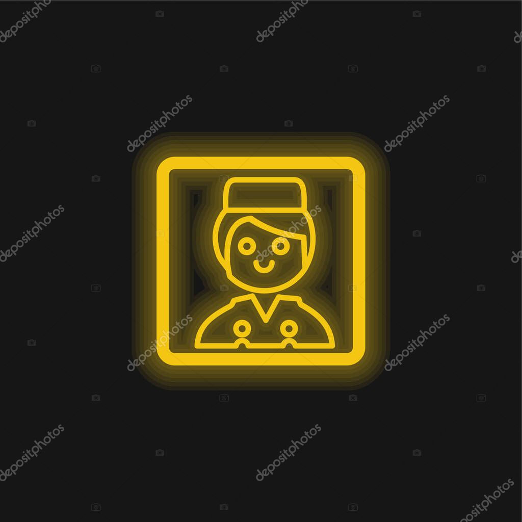 Bell Boy Portrait yellow glowing neon icon