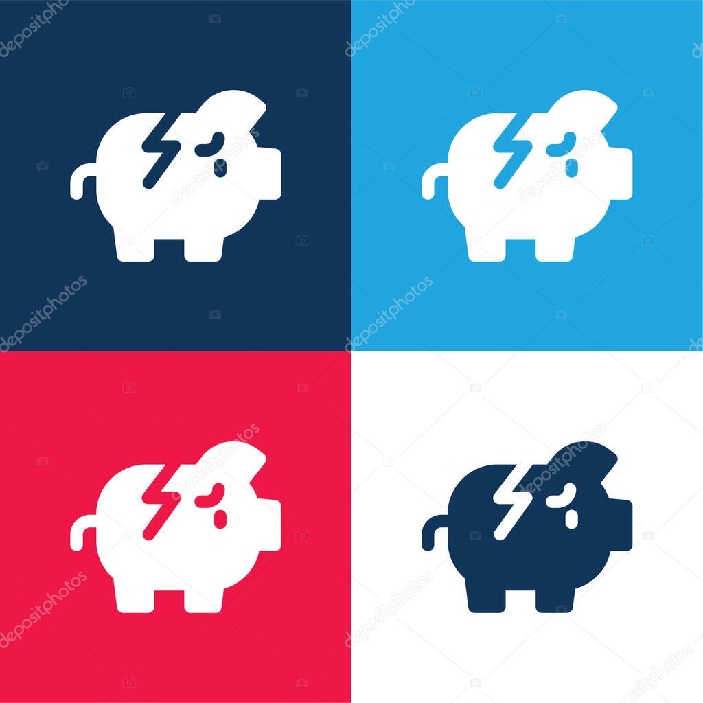 Bankrupt blue and red four color minimal icon set