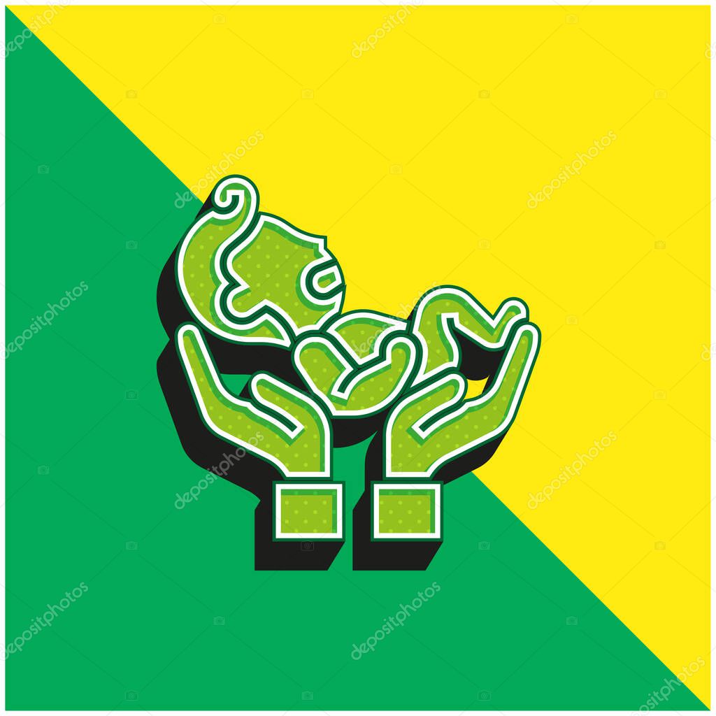 Baby Green and yellow modern 3d vector icon logo