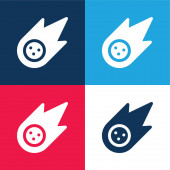 Asteroid modrá a červená čtyři barvy minimální ikona nastavena