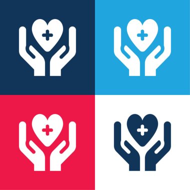 Blood Donation blue and red four color minimal icon set clipart