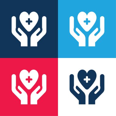 Blood Donation blue and red four color minimal icon set clipart