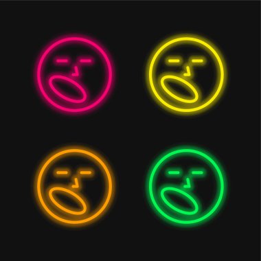 Boring four color glowing neon vector icon clipart