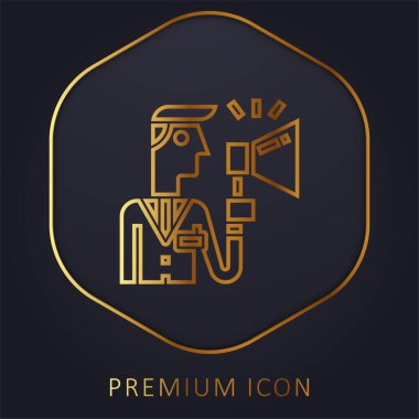 Altın çizgi prim logosu veya simgesi reklamı