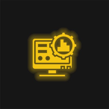 Büyük Veri Sarı Parlayan Neon simgesi