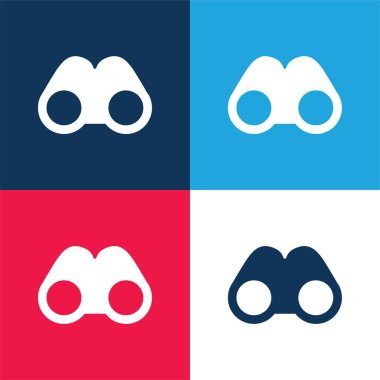 Dürbün mavi ve kırmızı dört renk minimal simge kümesi