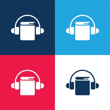 Audiobook mavi ve kırmızı dört renk minimal simgesi