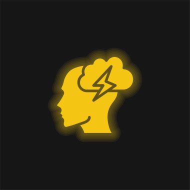 Brainstorm yellow glowing neon icon clipart
