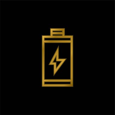 Pil altın kaplamalı metalik simge veya logo vektörü