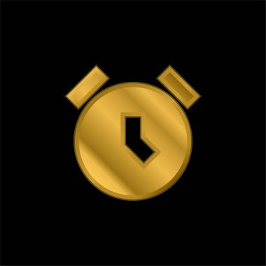 Alarm Saati altın kaplamalı metalik simge veya logo vektörü