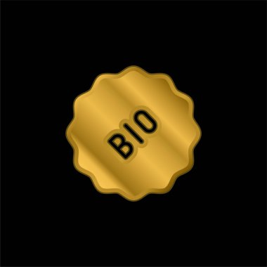 Biyo altın kaplama metalik simge veya logo vektörü