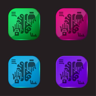 Artificial Intelligence four color glass button icon
