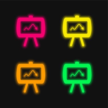 Dört renkli parlayan neon vektör simgesi