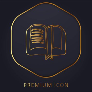 Kitap El Çizimi Yer İmlerine Açılmış Okuma Aracı Altın Satır prim logosu veya simgesi