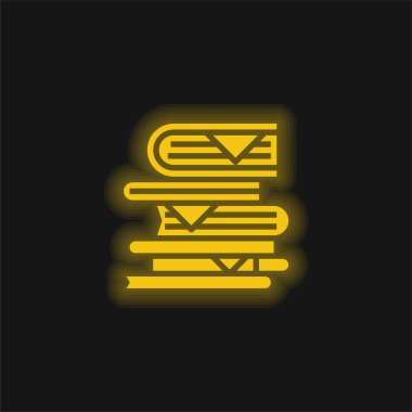 Kitap Yığını sarı parlak neon simgesi