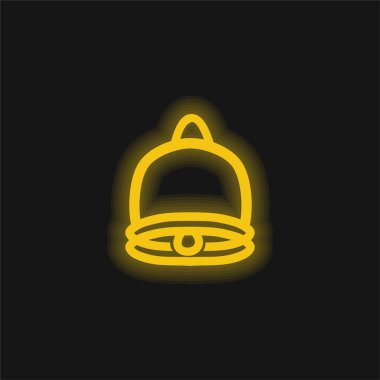 Bell Hand Çizilmiş Arayüz Sembolü Sarı Parlayan neon simgesi