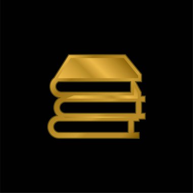 Kitaplar altın kaplama metalik simge ya da logo vektörünü yığın