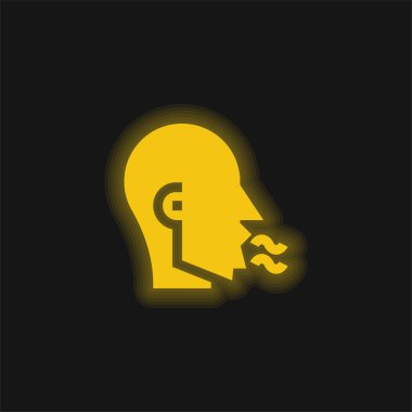 Kötü nefesli sarı parlak neon simgesi