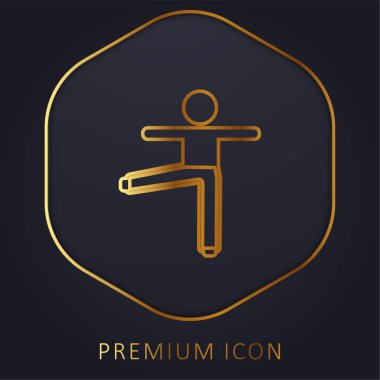 Kollar ve bacaklar uzanan altın çizgi prim logosu veya simgesi