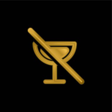 Alkolik İçecekler Yasaklama Altın kaplama metalik simge veya logo vektörü